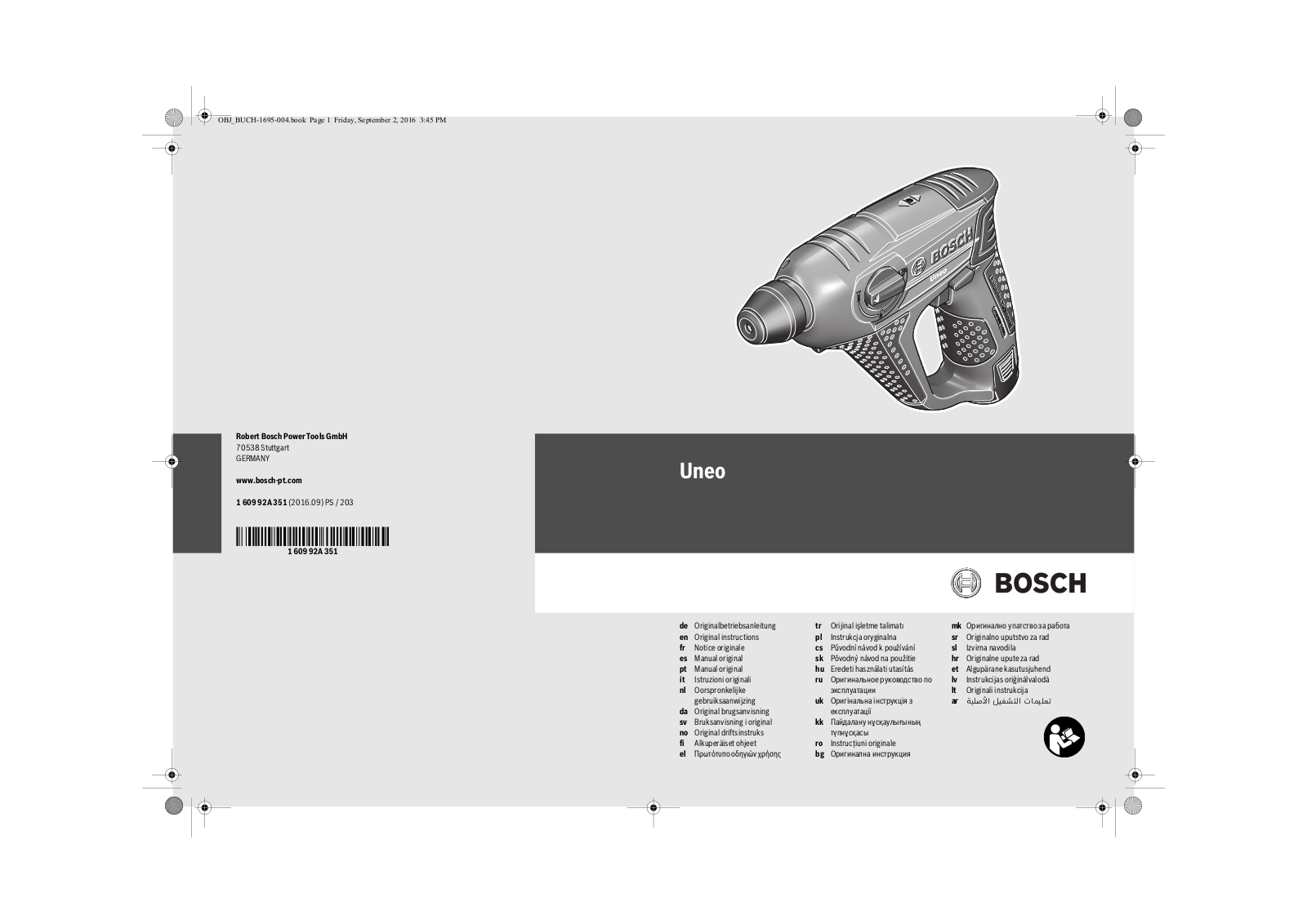 Bosch Uneo operation manual