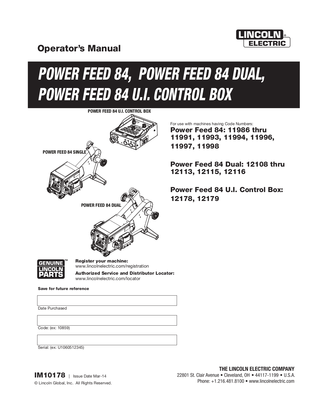 Lincoln Electric IM10178 User Manual