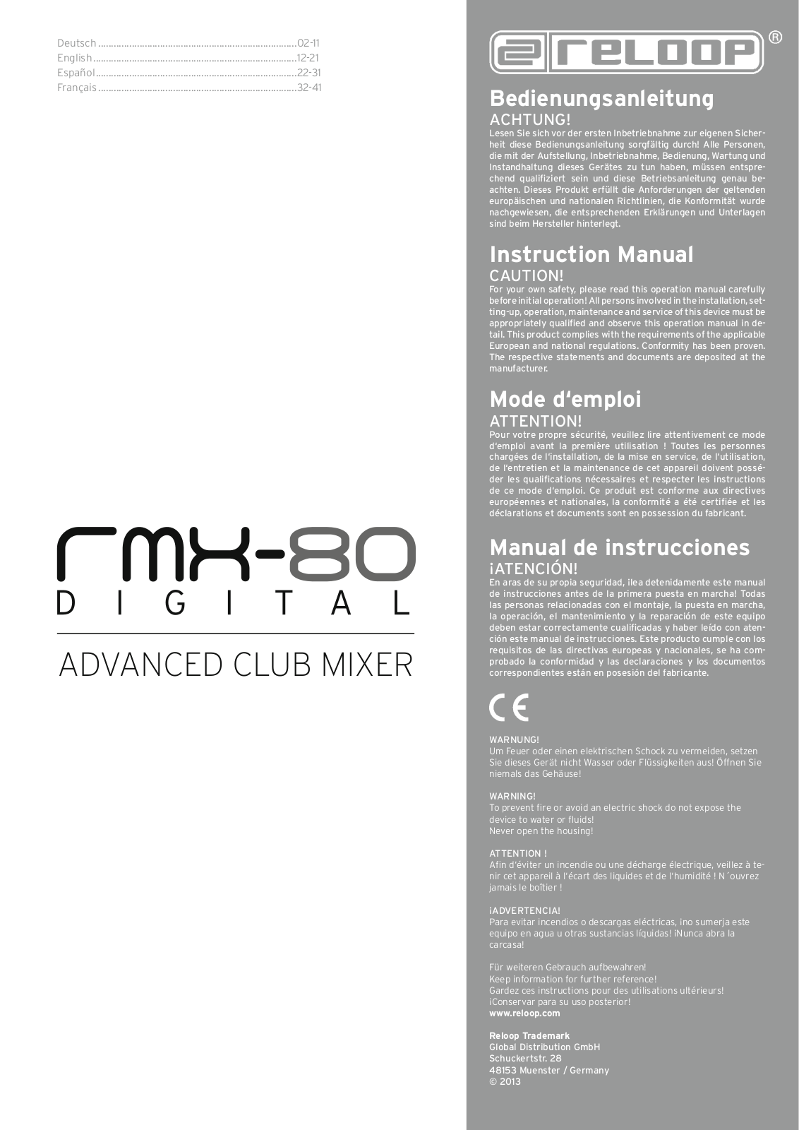 Reloop RMX-80 User Manual