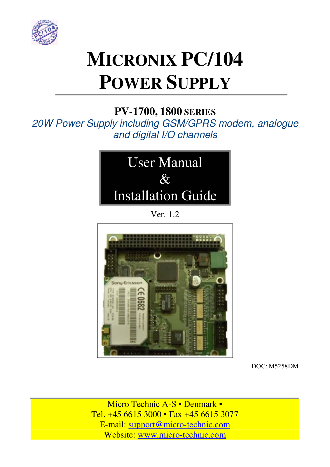 Micro Technic 1800, PV-1700 User Manual