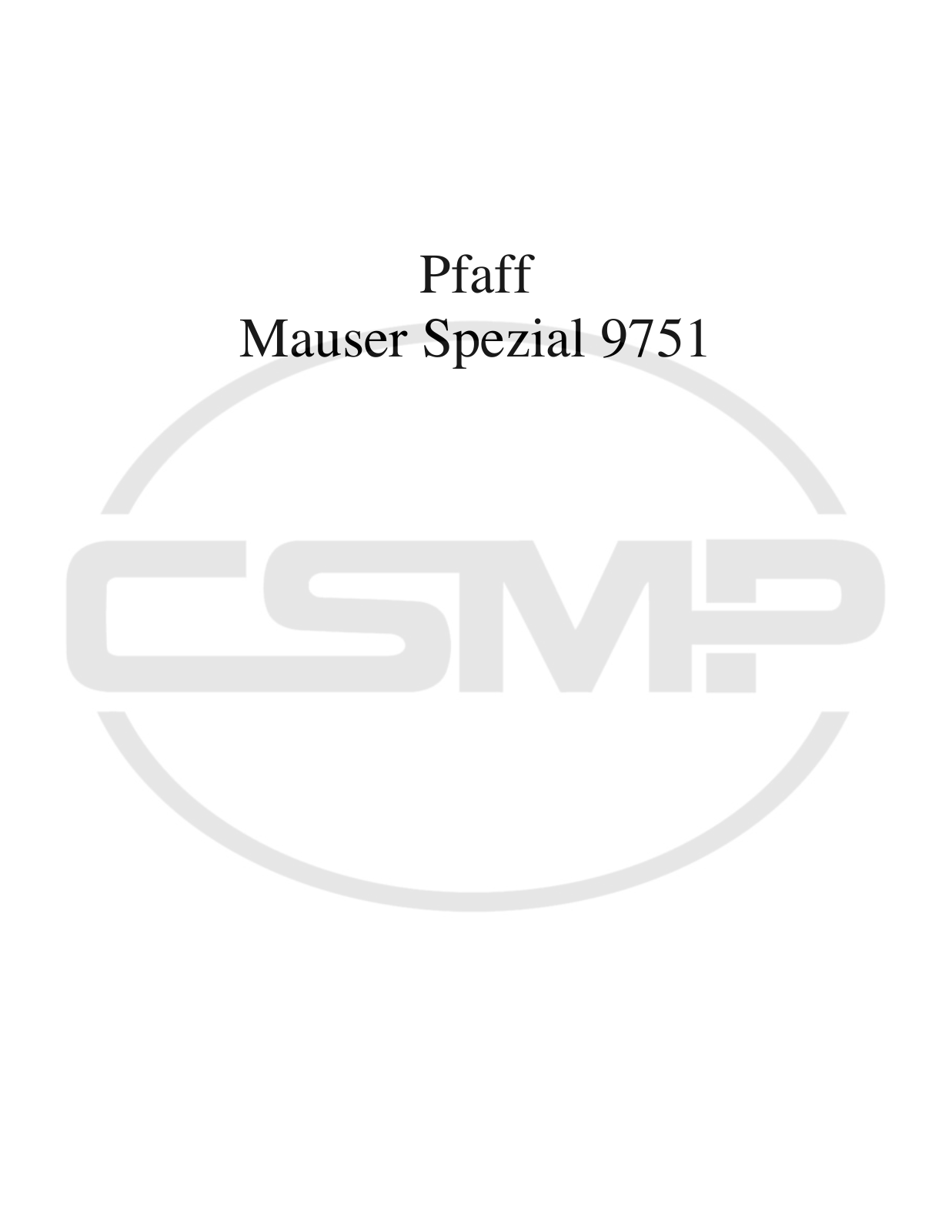 Mauser Special 9751 Parts Book