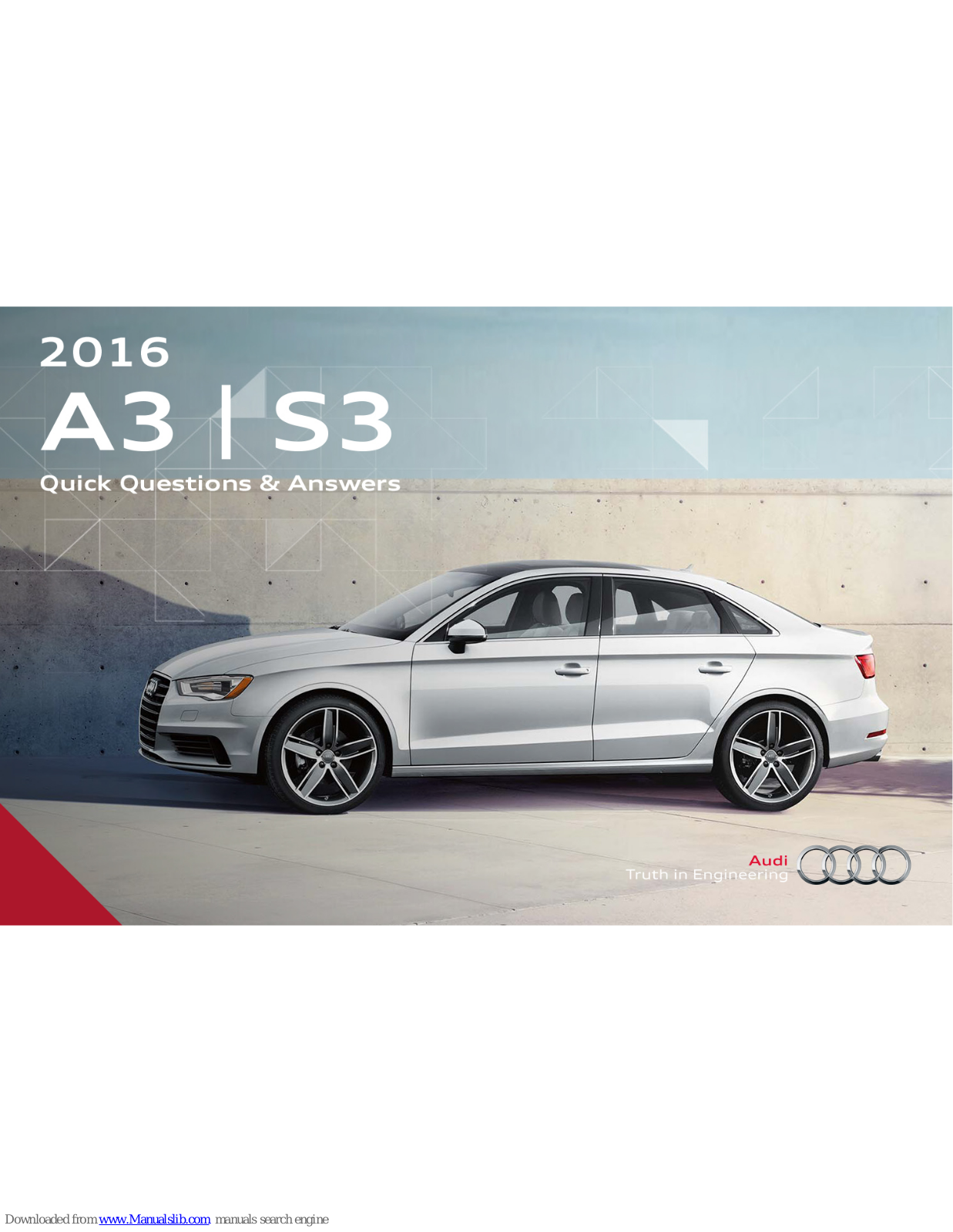 Audi 2016 A3, 2016 S3 Quick Start Manual