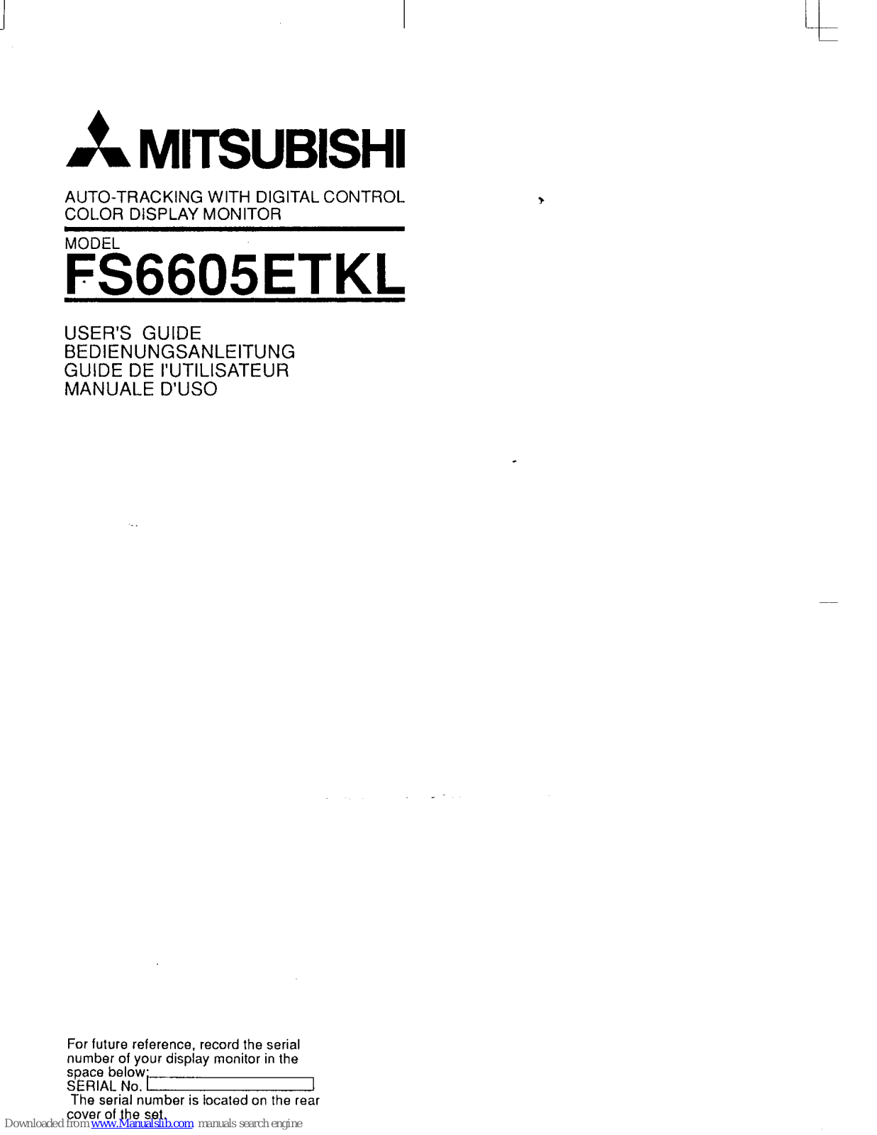 Mitsubishi FS6605ETKL User Manual