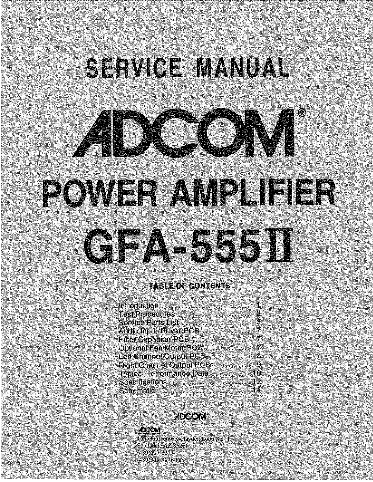 Adcom GFA-555-II Service Manual