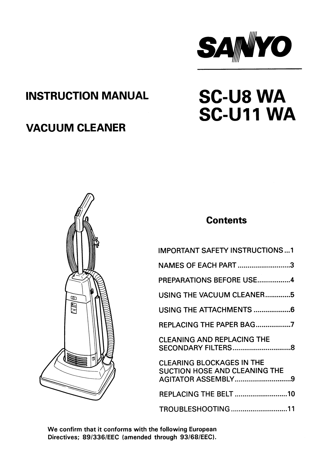 Sanyo SC-U11WA Instruction Manual