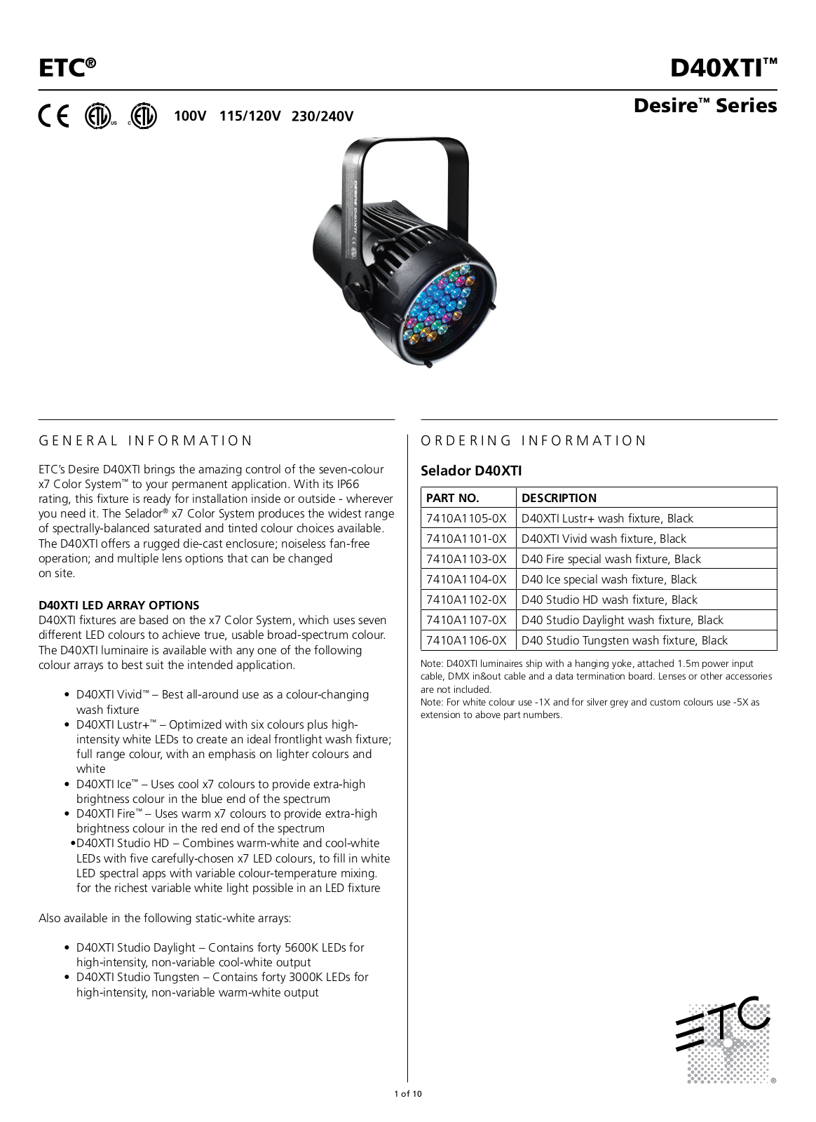 ETC SELD40XTI-L, D40XTI-RW Data Sheet