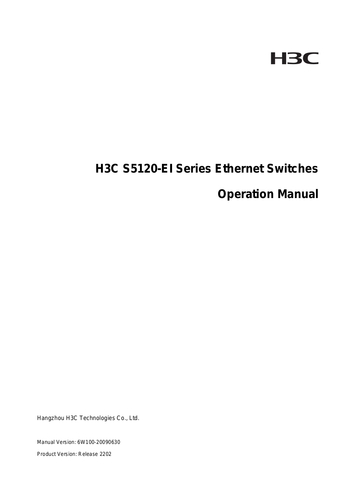 H3C S5120-EI Series Operation Manual