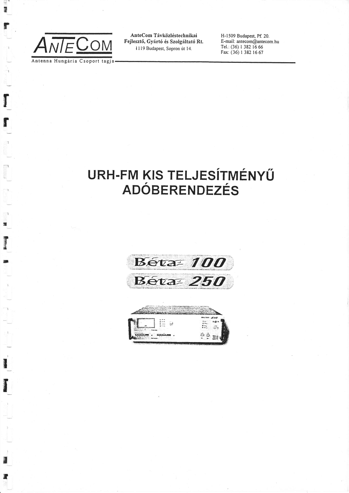 AnteCom Beta 100, Beta 250 User Manual - ManualMachine.com