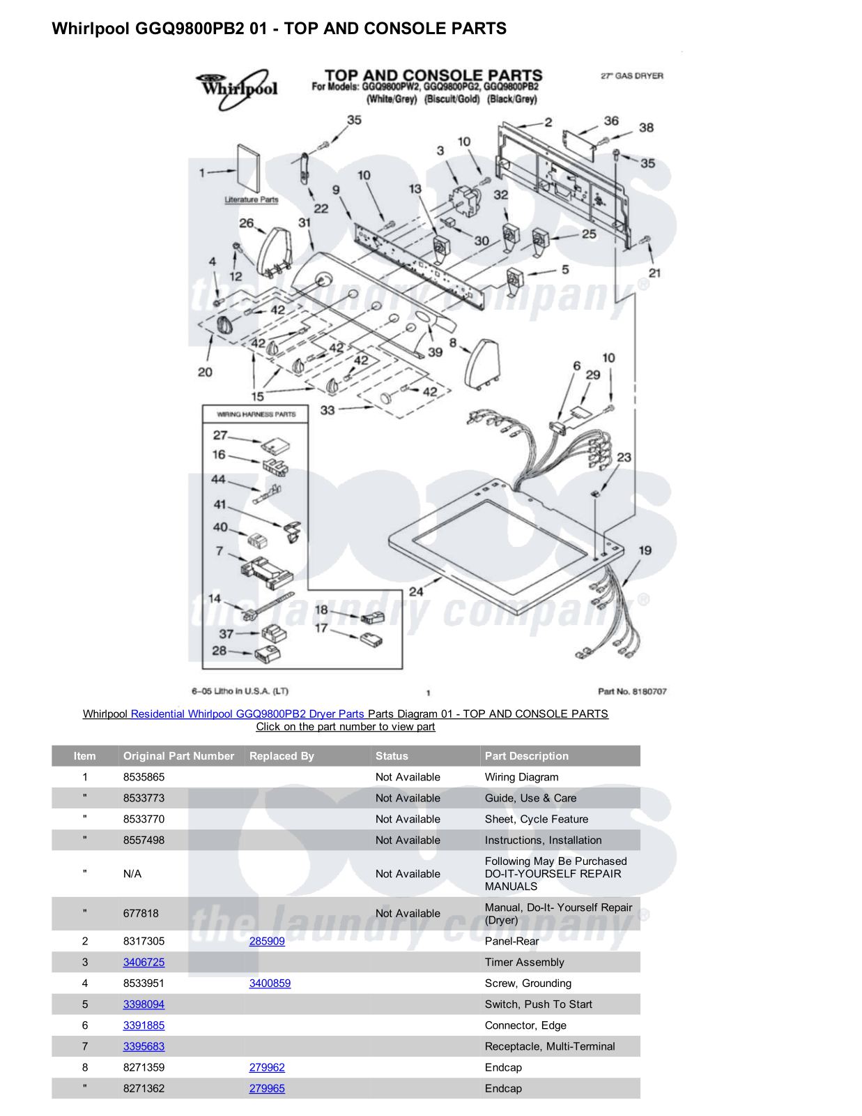 Whirlpool GGQ9800PB2 Parts Diagram