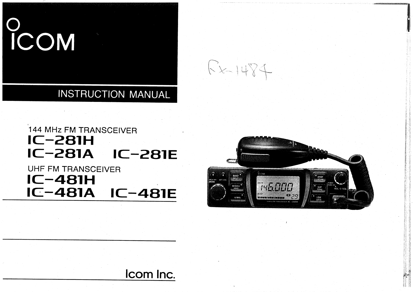 ICOM IC481H, IC481A, IC481E Instruction Manual