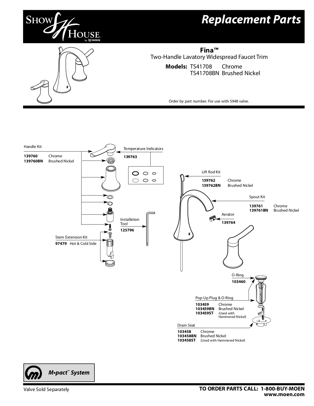 Moen TS41708BN, TS41708 User Manual