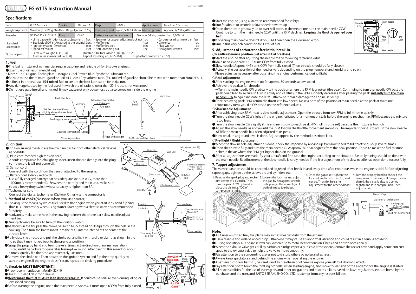 Saito FG-61TS User Manual