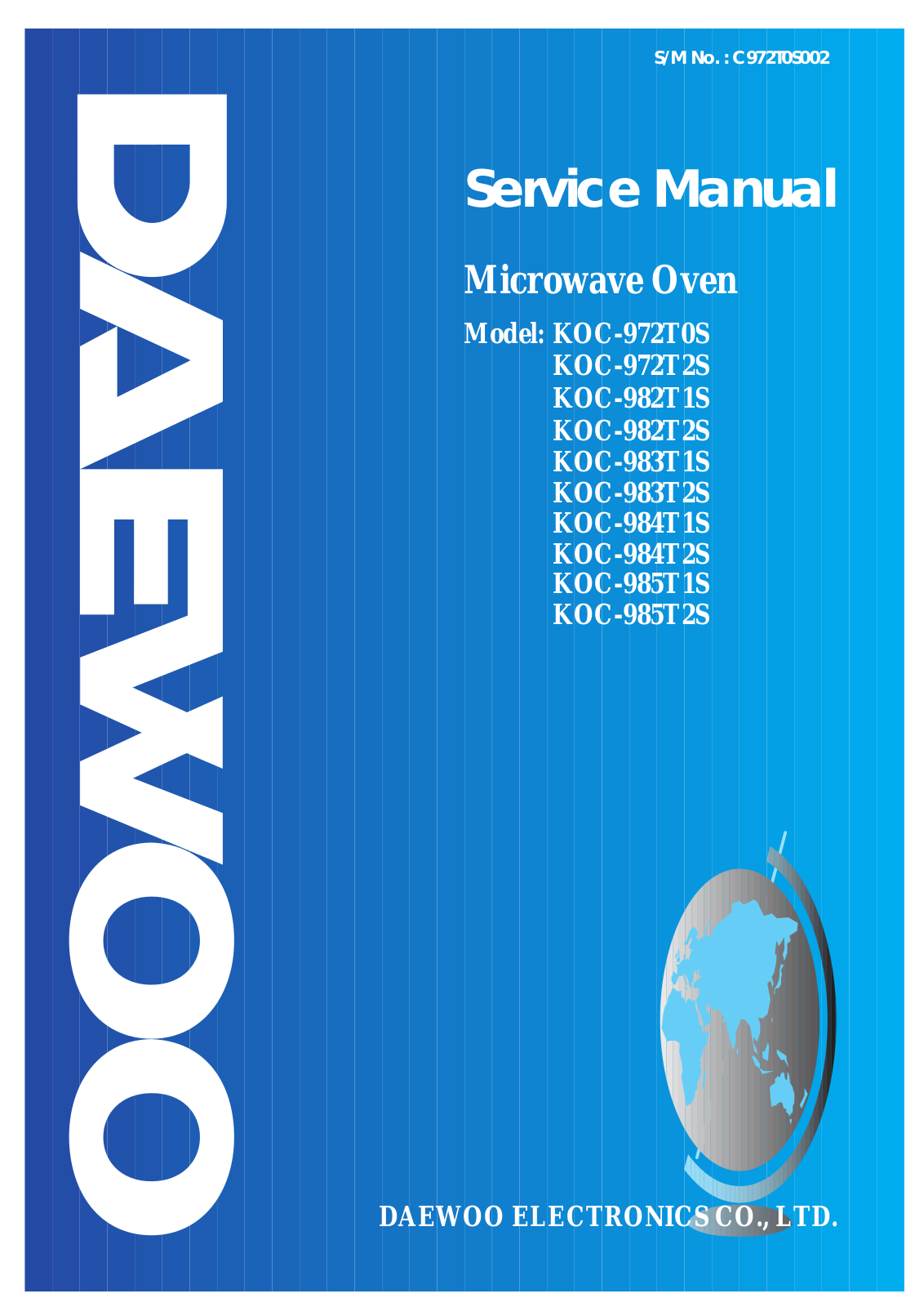 Daewoo KOG-972T, KOG-985T2S Service Manual