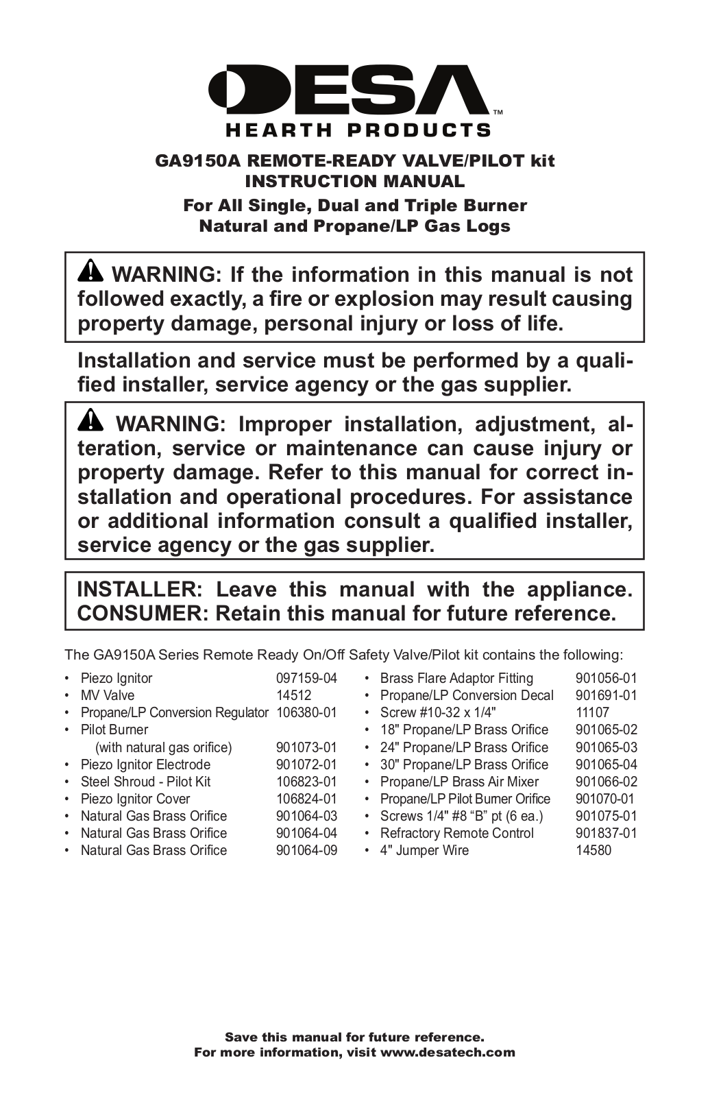 Desa GA9150A User Manual