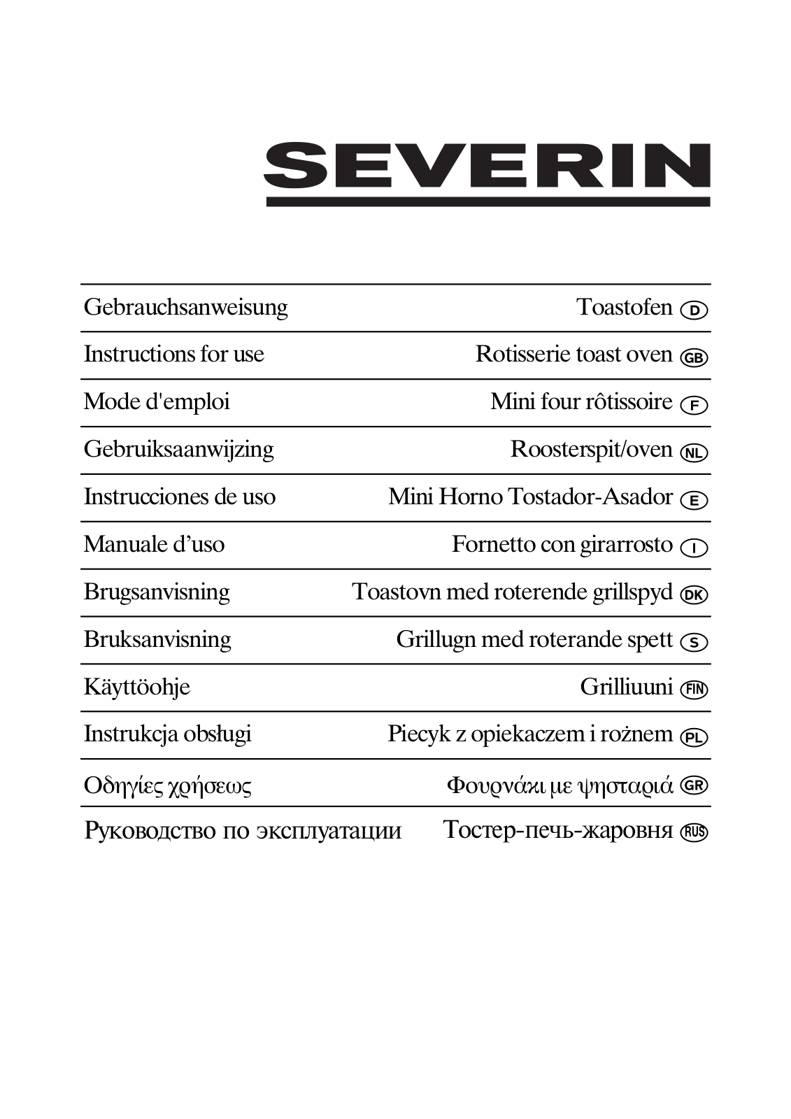 Severin TO 2035 User Manual