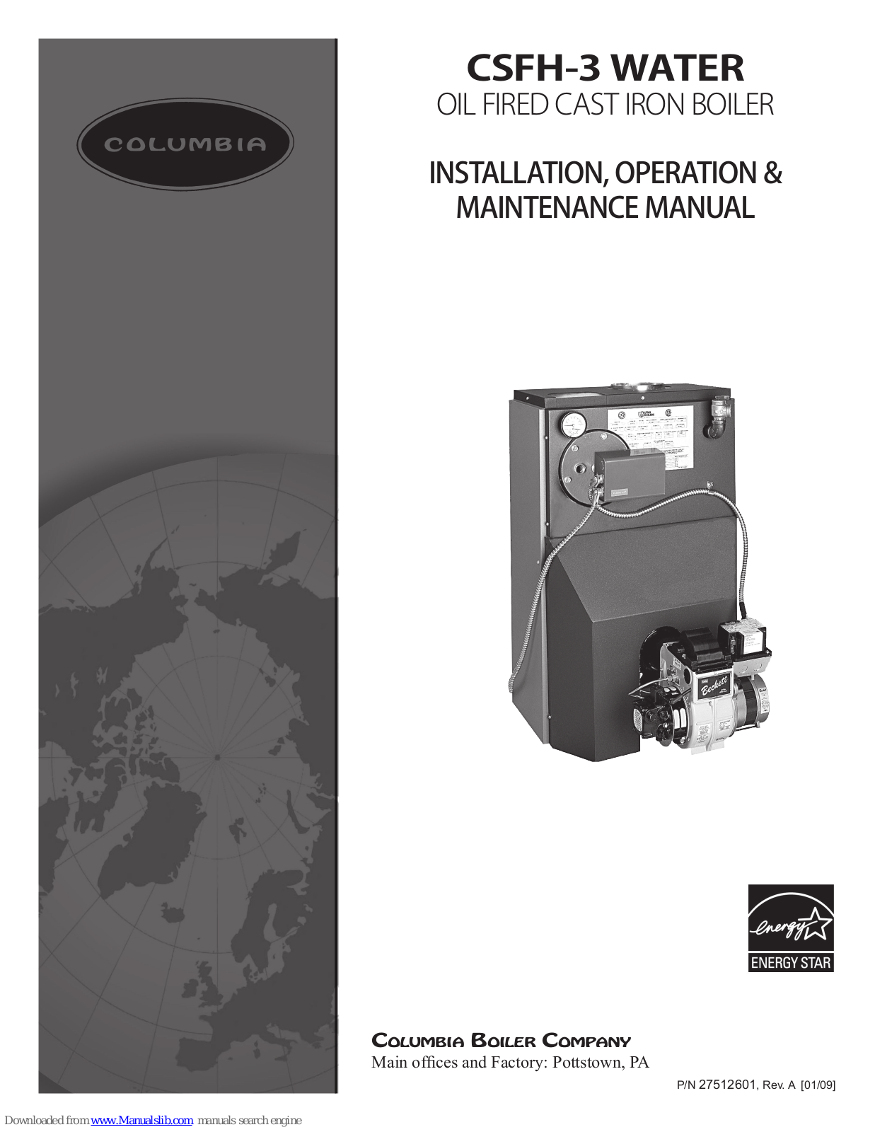 Columbia CSFH-3 WATER Installation, Operation & Maintenance Manual