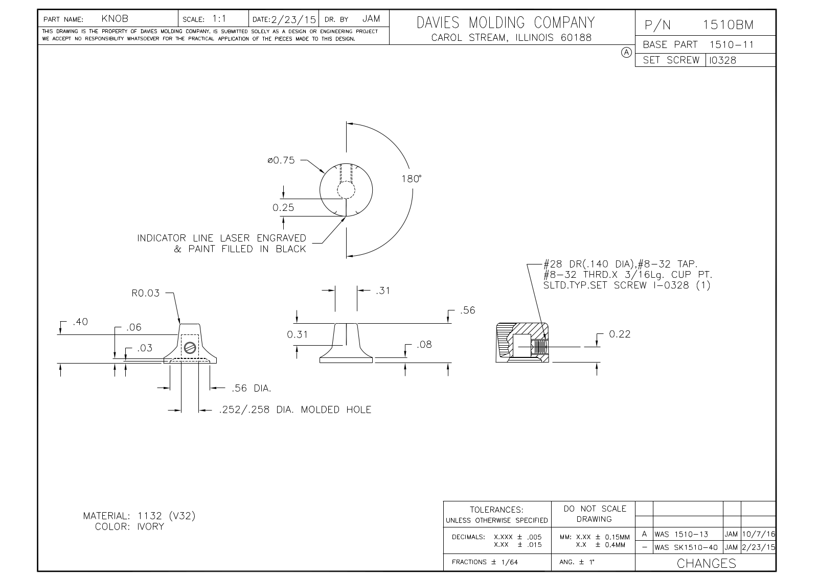 Davies Molding 1510BM Reference Drawing