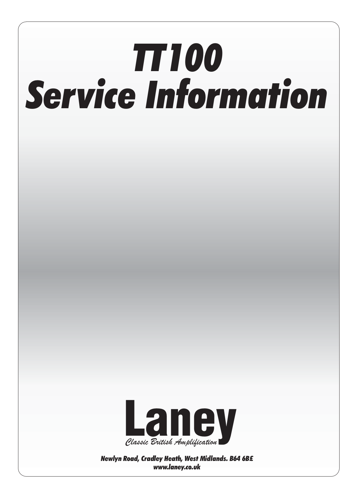 Laney TT100 Service Manual