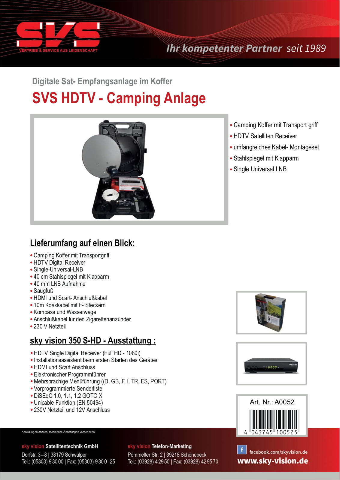 Sky Vision Camping Sat Anlage User Manual