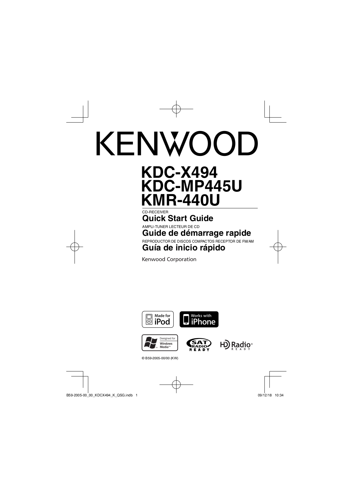 Kenwood KDC-X494, KMR-440U, KDC-MP445U User Manual 2