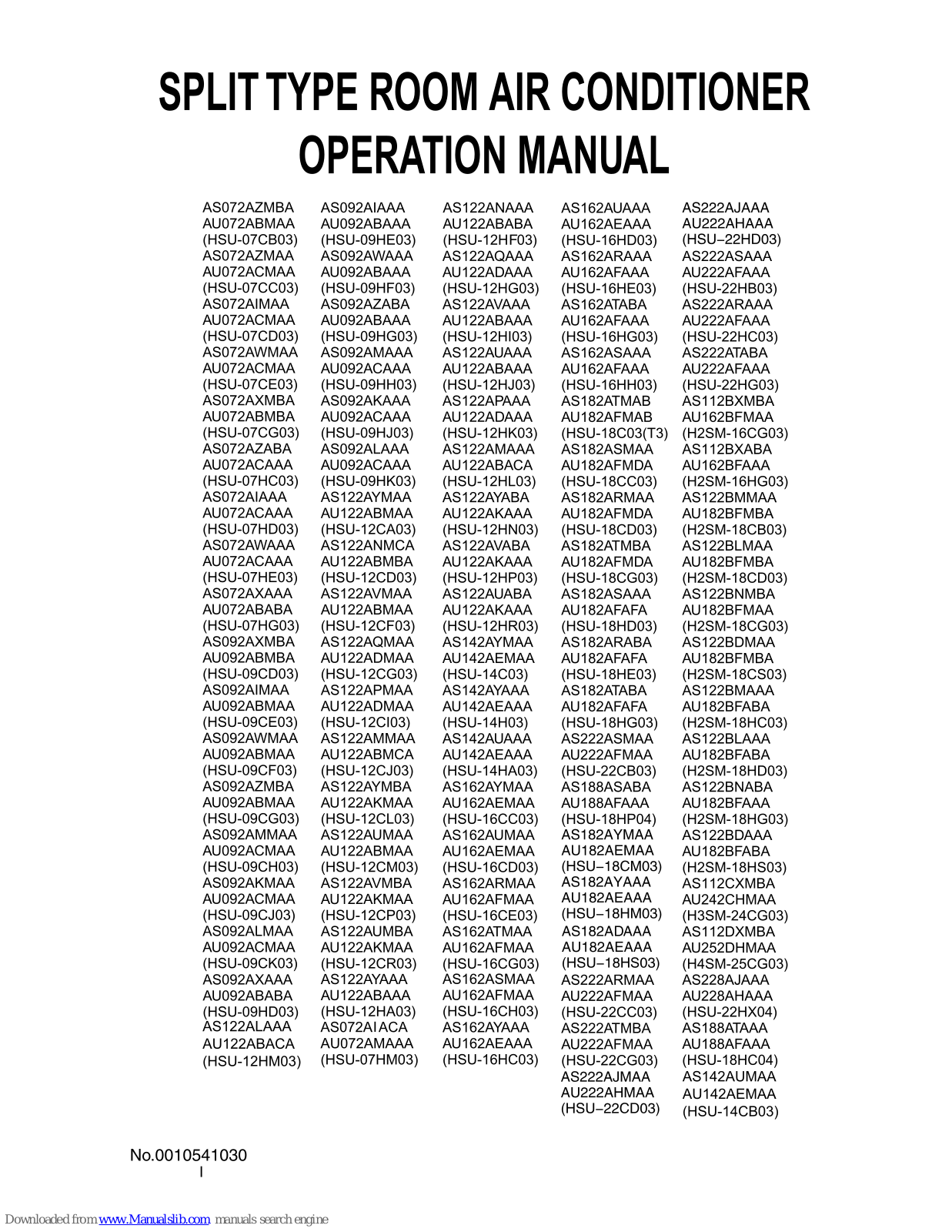 Haier AS072AXAAA, AS072AIACA, AS072AXMBA, AS072AZABA, AS072AZMAA Operation Manual