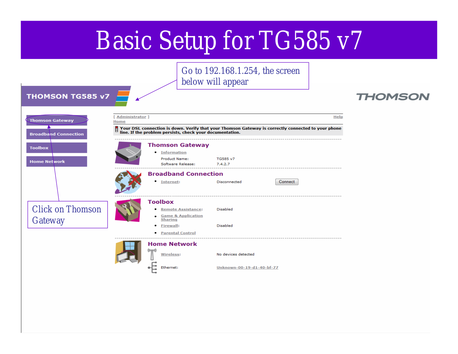 Thomson TG585 Quick Install Guide