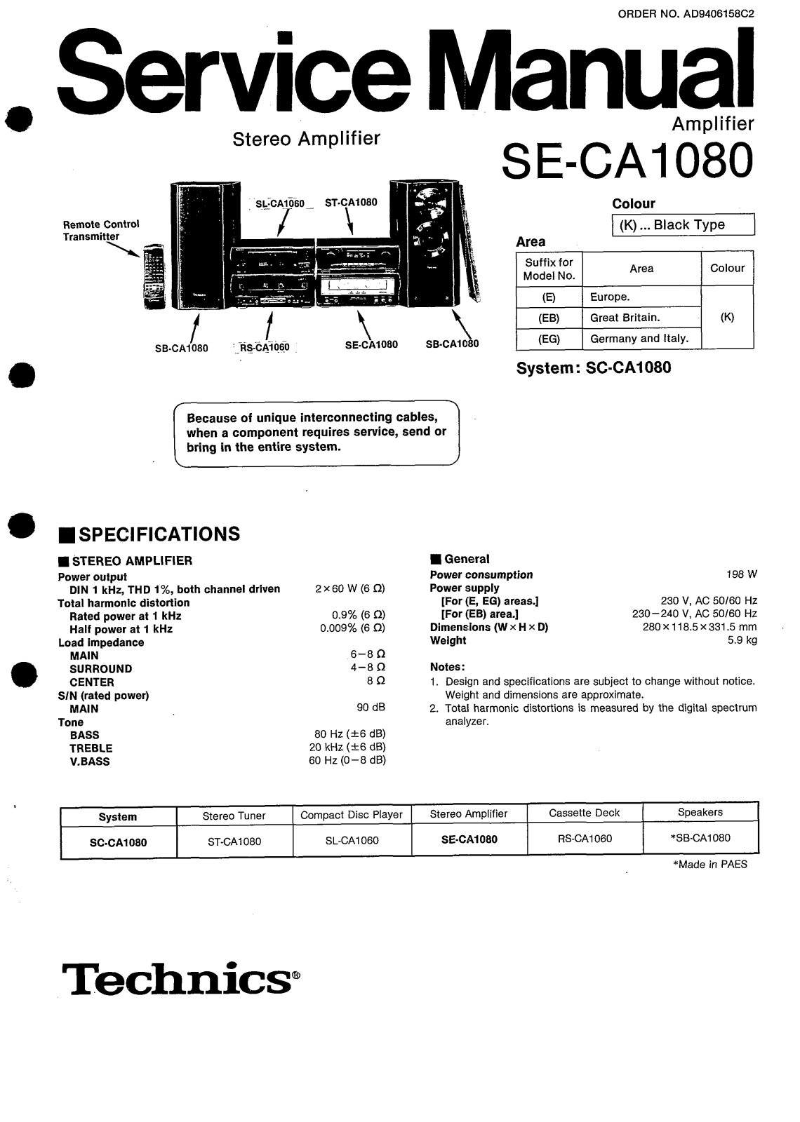 Technics SECA-1080 Service manual