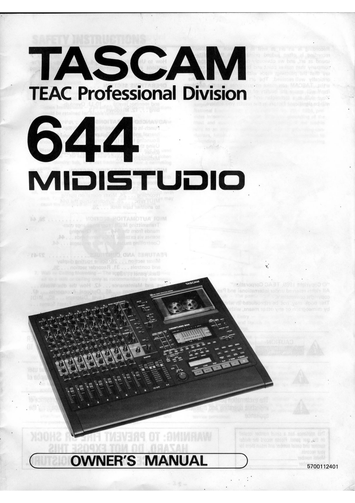 Tascam 644 User Manual