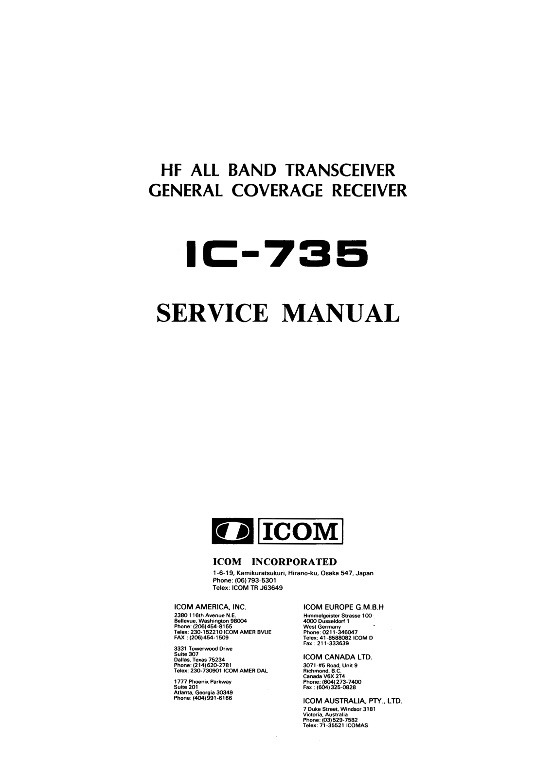 Icom IC-735 Service Manual