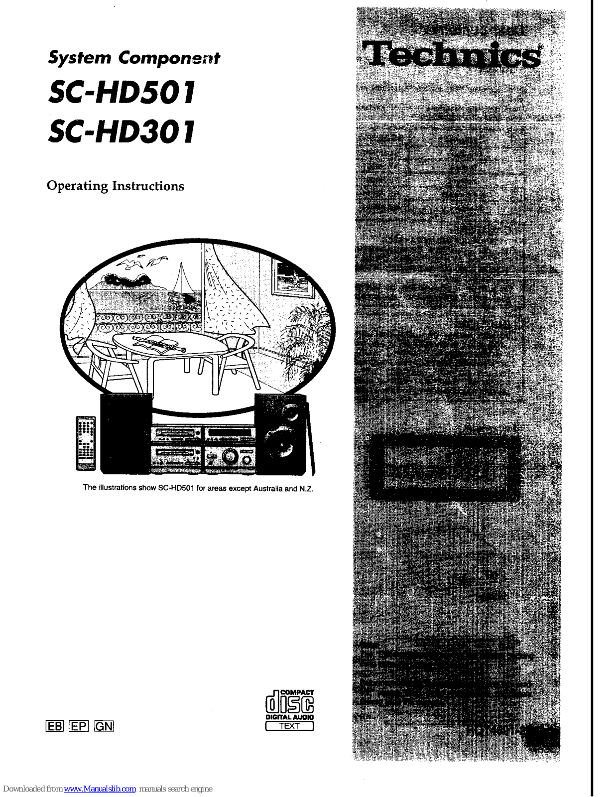 Technics SC-HD301, SE-HD501, SE-HD301, ST-HD501, ST-HD301 Operating Instructions Manual