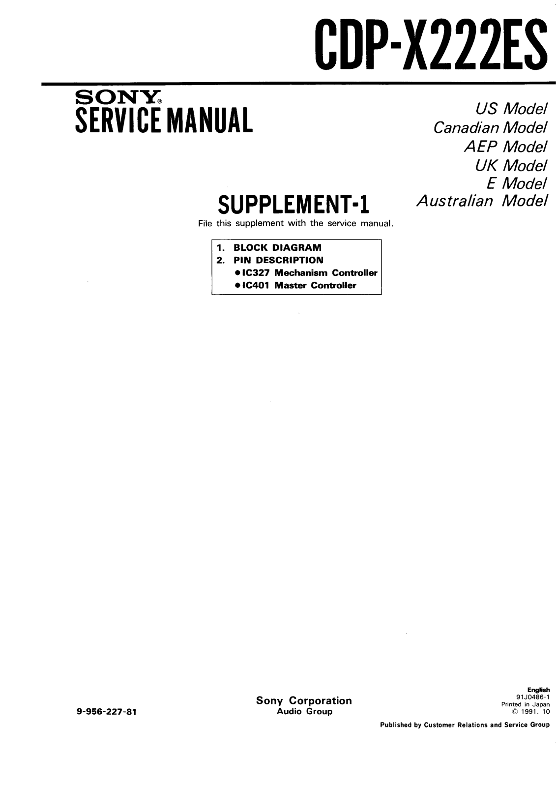 SONY CDP-X222ES Service Manual