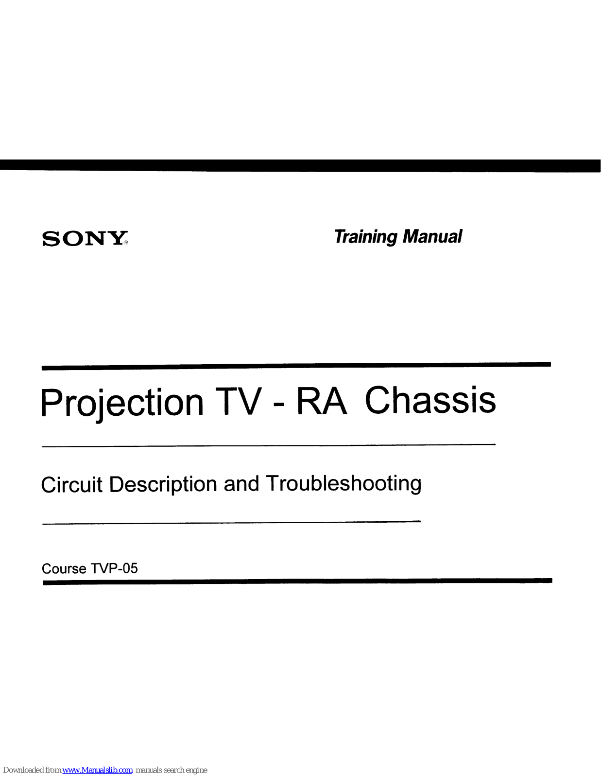 Sony KP-41T15, KP-46S15, KP-53S15, KP-53V25, KP-61V25 Training Manual