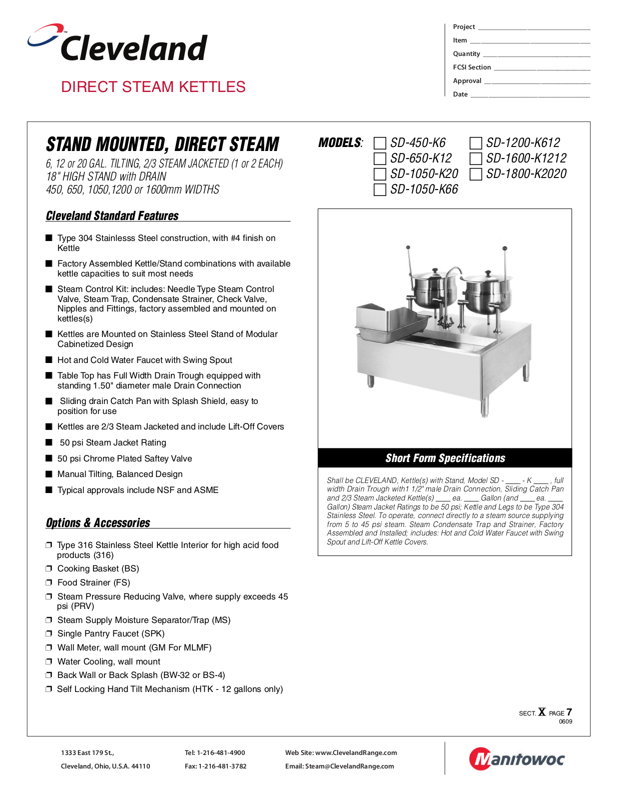 Cleveland SD-1050-K66 User Manual