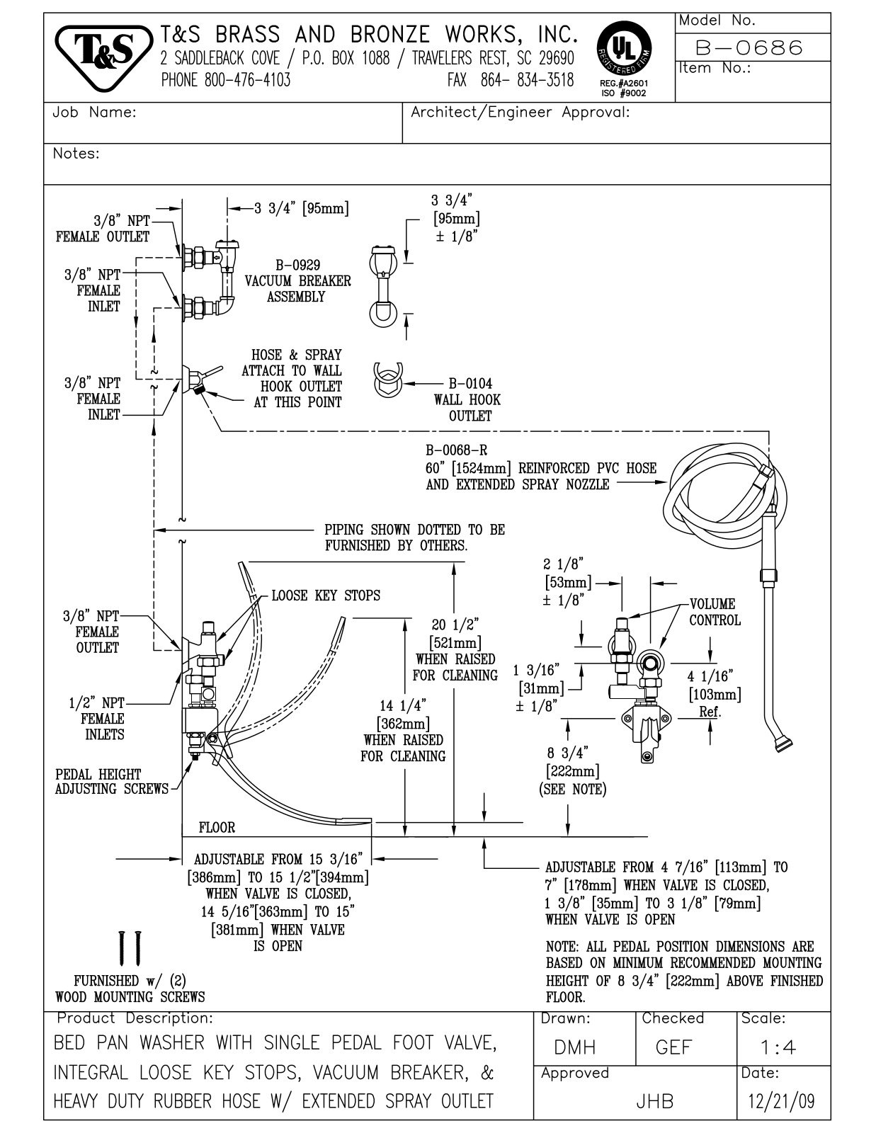 T&S Brass B-0686 User Manual