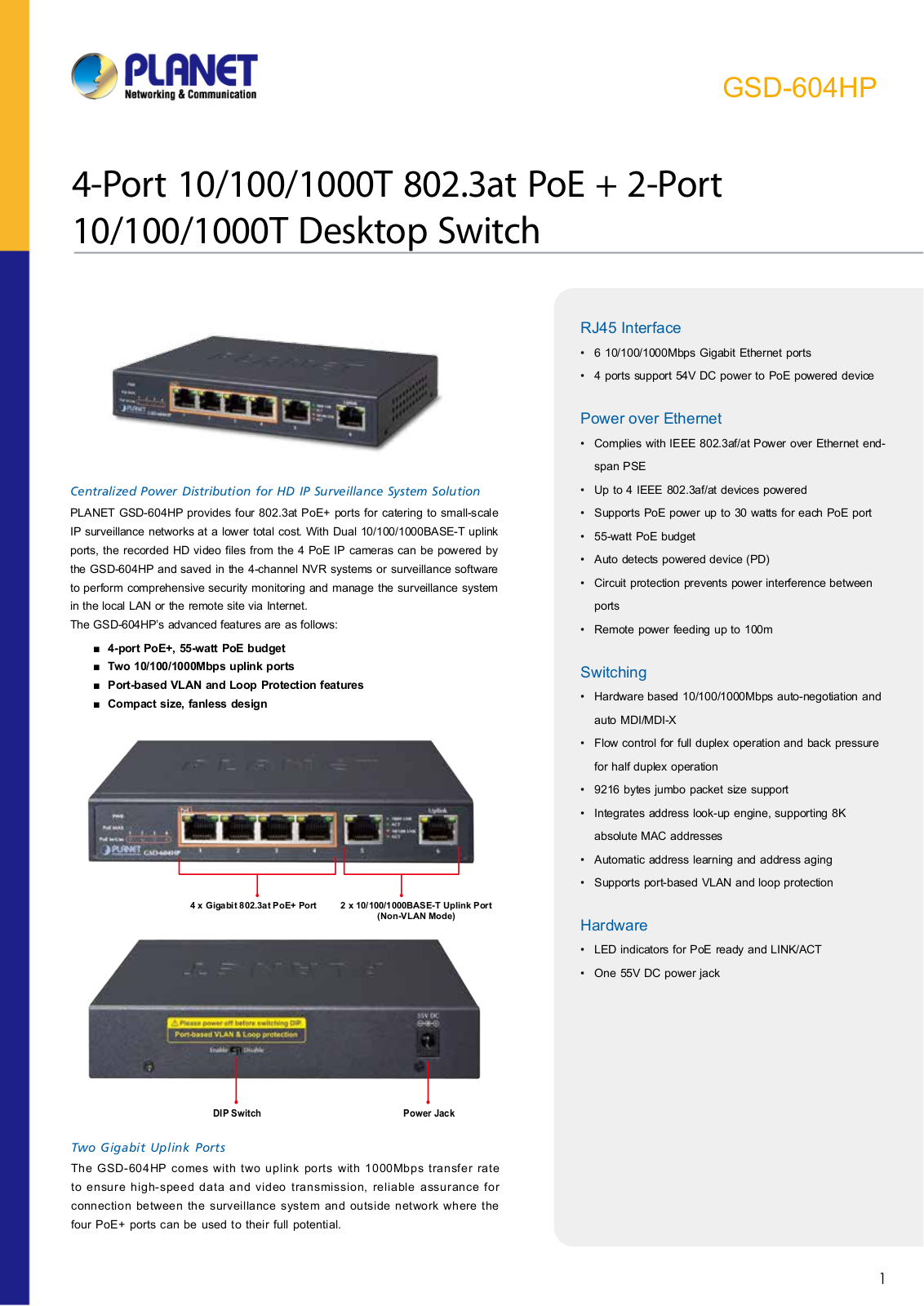 Planet GSD-604HP User Manual