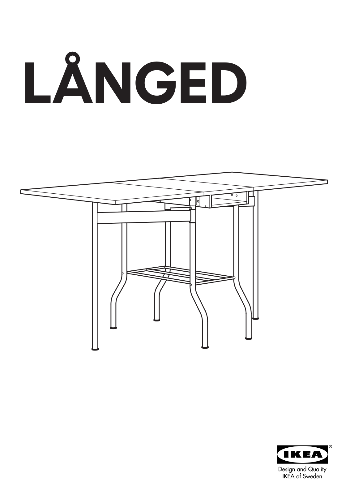 IKEA LÅNGED GATELEG TABLE 13/35/56X28