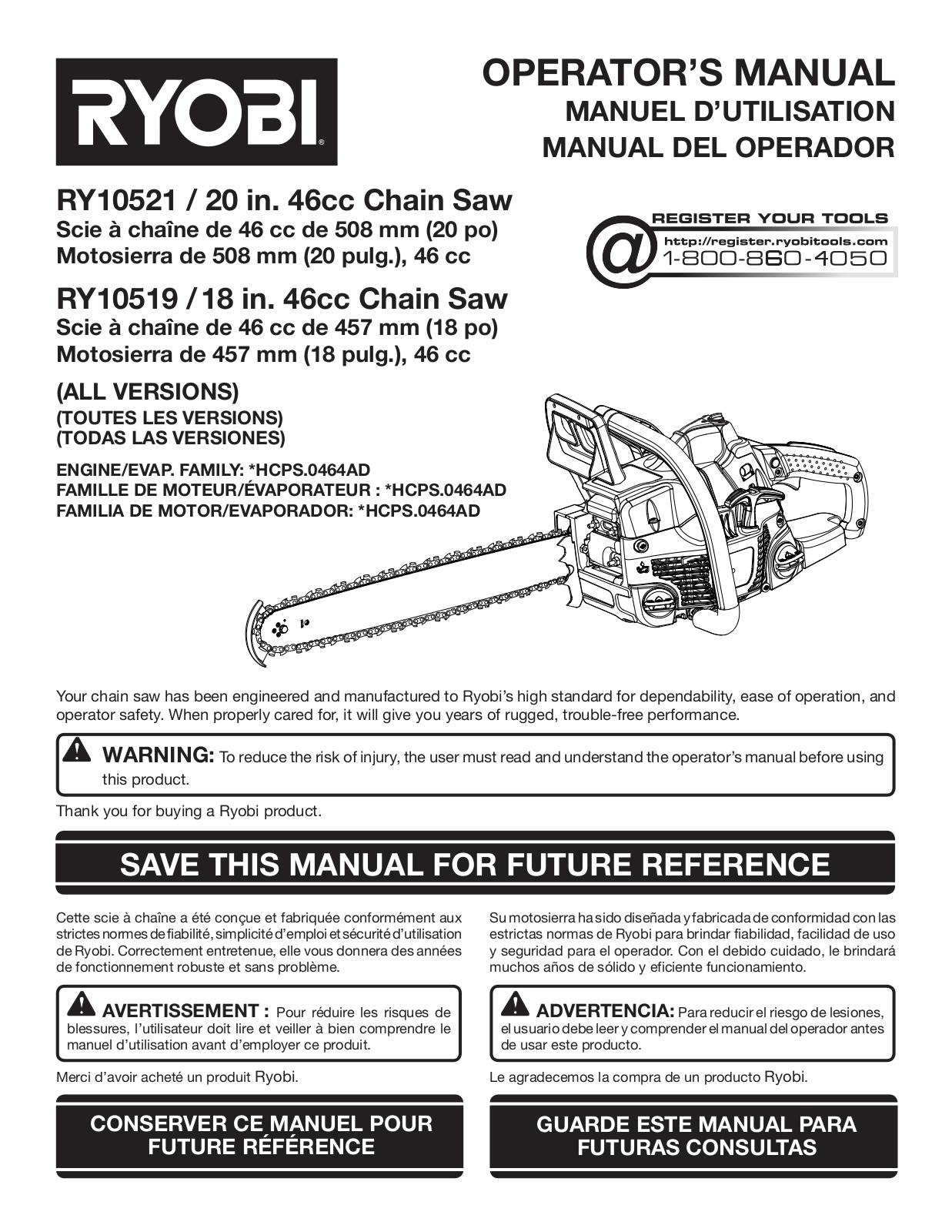 Ryobi RY10519, RY10521 Owner's Manual