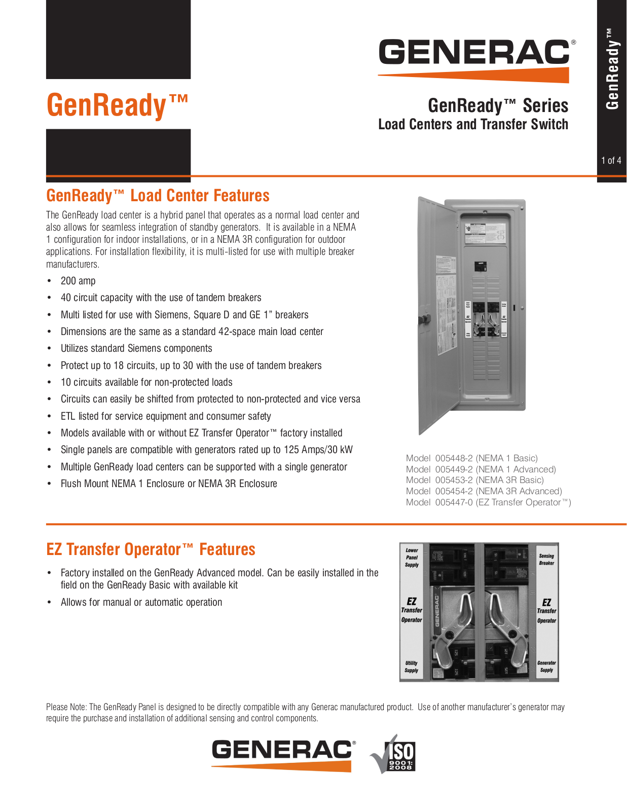 GENERAC 005448-2, 005454-2, 005447-0, 005449-2, 005453-2 Overview