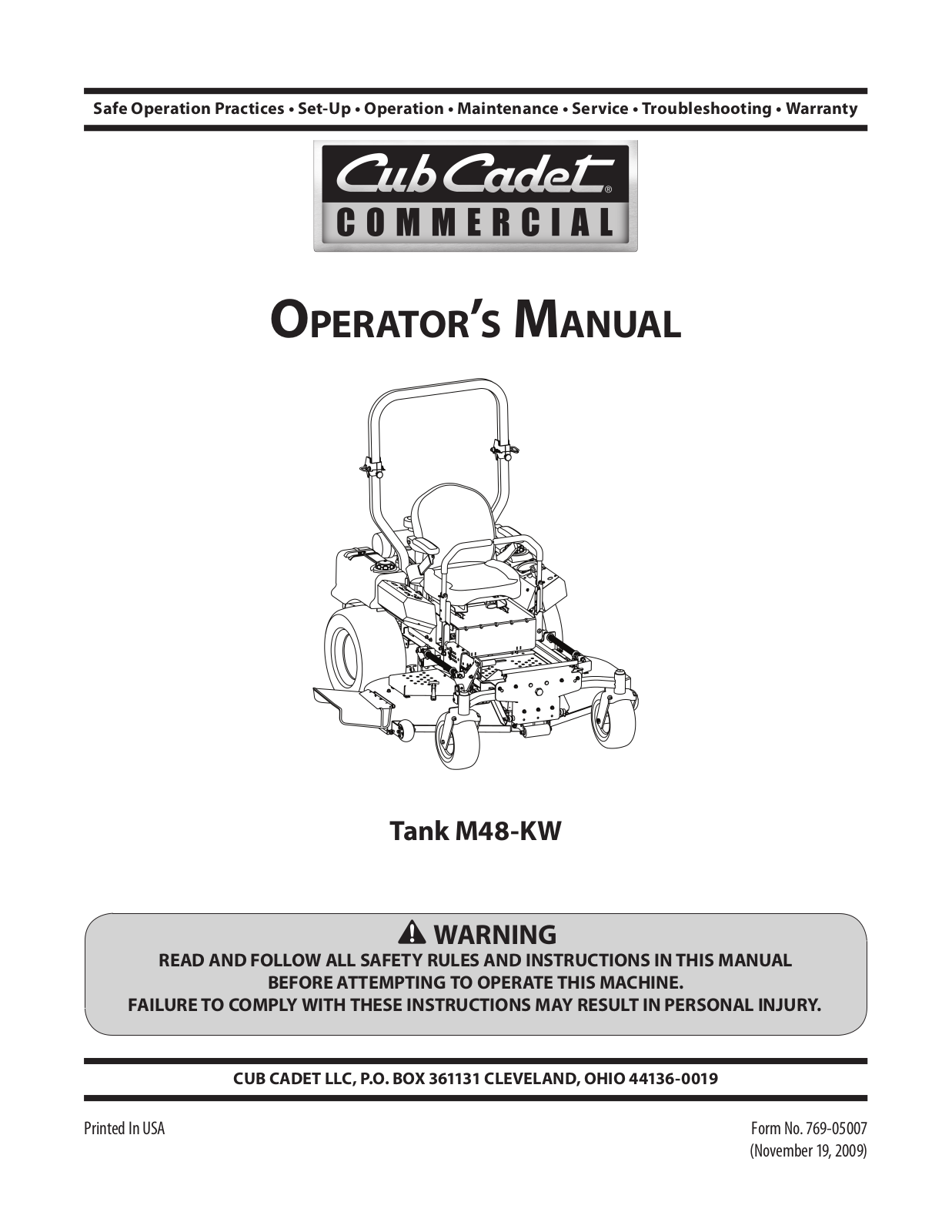 Cub cadet M48-KW User Manual