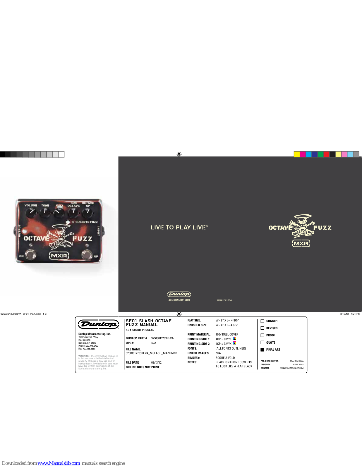 mxr SF01 Octave Fuzz Directions