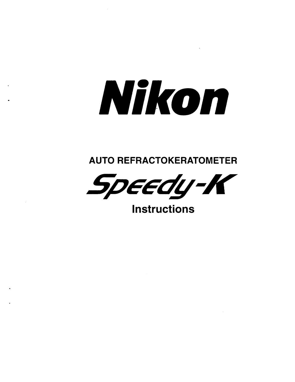 Nikon Speedy-k User Manual