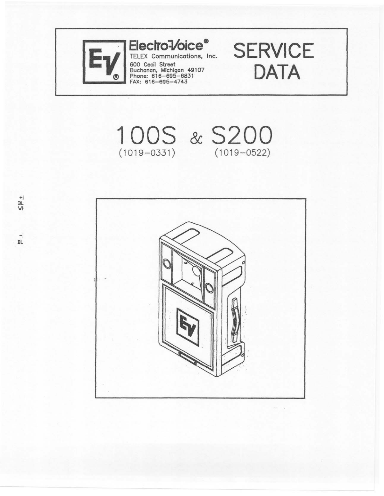 Electro-voice 100S, S200 SERVICE DATA