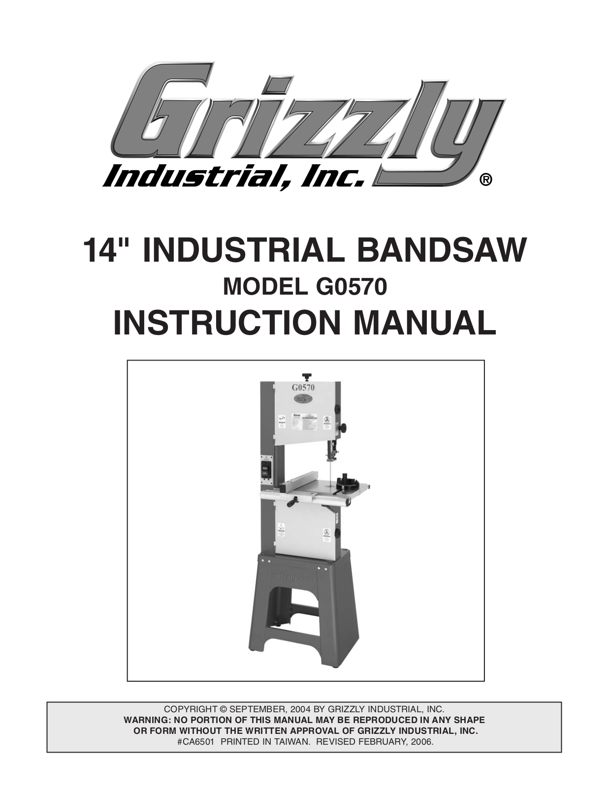 Grizzly G0570 User Manual