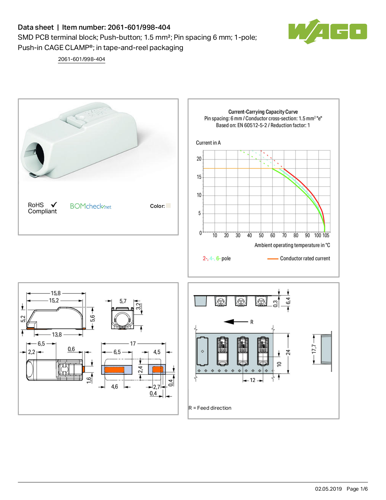 Wago 2061-601/998-404 Data Sheet