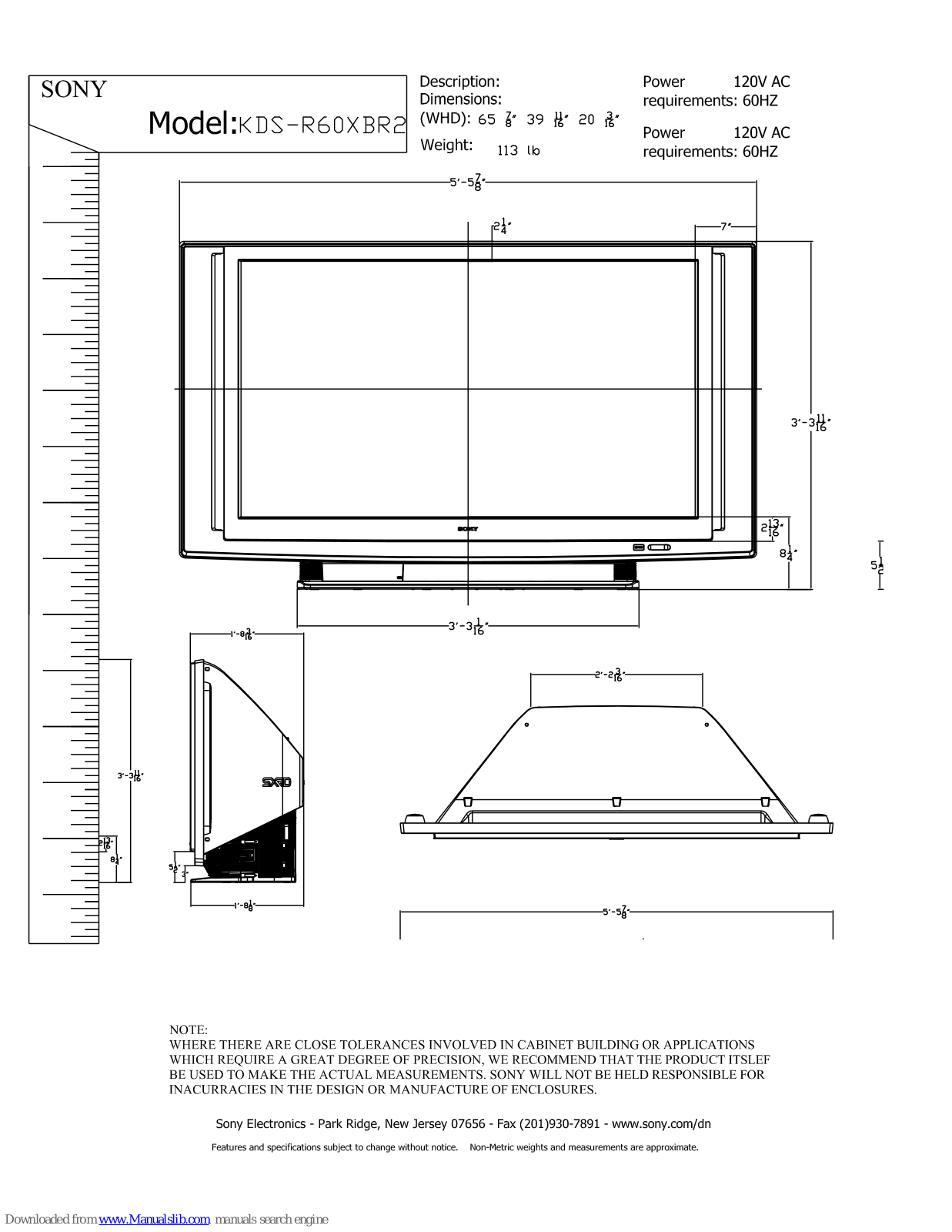 Sony KDS-R60XBR2 - 60