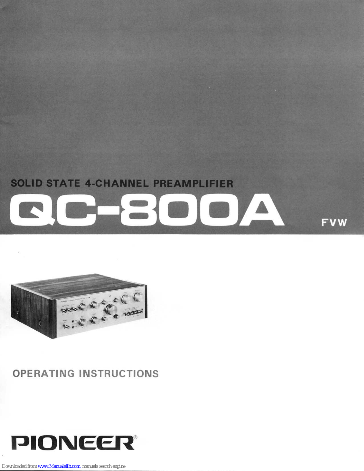 Pioneer QC-800A FVW Operating Instructions Manual