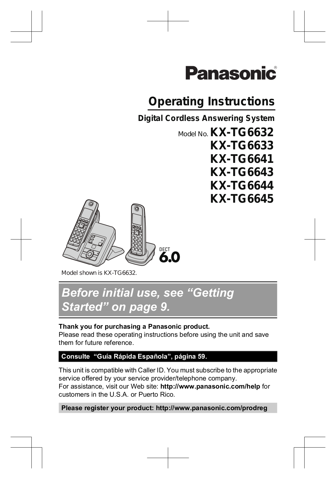 Panasonic KX-TG6643, KXTG6641B, KX-TG6645, KX-TG6643B, KX-TG6633 User Manual