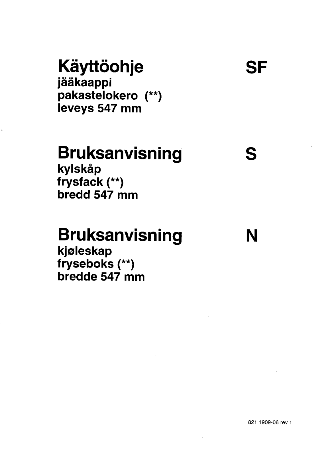 Rosenlew RJS170 User Manual