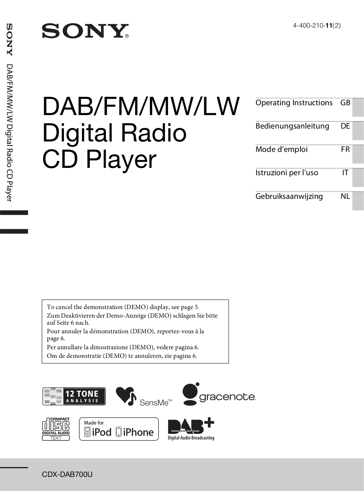 SONY CDXDAB700U User Manual