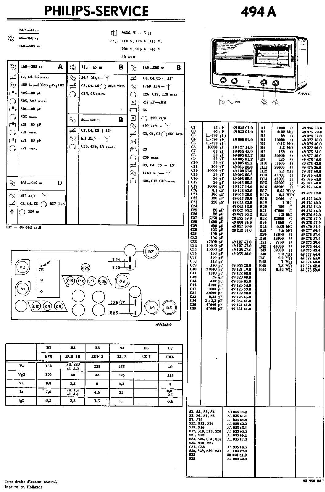 Philips 494-A Service Manual